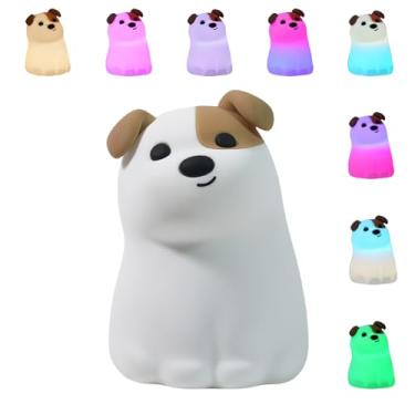 Imagem de Richaa Luz noturna para cães com temporizador – Lâmpada de cabeceira com controle de toque e luz noturna de silicone macio macio para berçário, presente para mães de primeira viagem