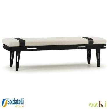 Imagem de Recamier Los 150cm Madeira Preta com Opções de Tecido - Ozki, Linho Cr