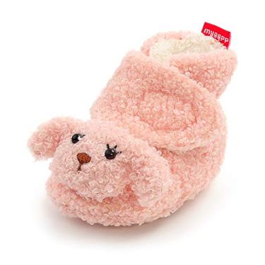 Imagem de Botas para meninos e meninas da TIMATEGO, sem derrapante, forro de algodão macio, para bebês e crianças pequenas, meias quentes para o inverno, sapatos para berço 0-18 meses, 06 Pink, 0-6 Months Infant