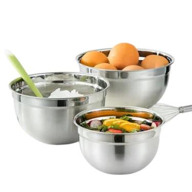 Imagem de Kit 3 Tigelas Mixing Bowl Aço Inox Multiuso 18-26-28 cm - Super bowl