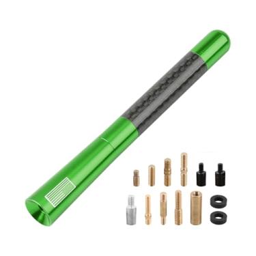Imagem de BESULEN Antena curta de carro, antena de rádio automática de alumínio com bandeira americana de fibra de carbono de 4,7 polegadas para recepção AM/FM, antena de substituição universal para carro com 9