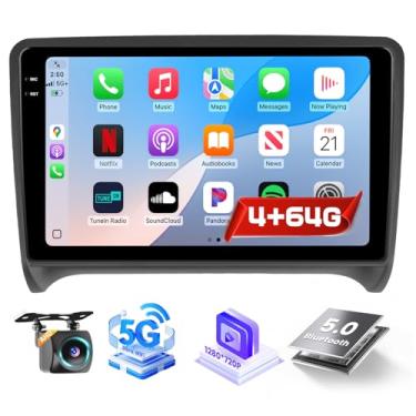 Imagem de Rádio Android 15 4+64G para Audi TT MK2 (8J) 2006-2014, tela sensível ao toque embutida de 9 polegadas para Audi TT Car Stereo, CarPlay sem fio/Android Auto, WiFi 5 GHz, Bluetooth 5.0, EQ, GPS, 1280 x