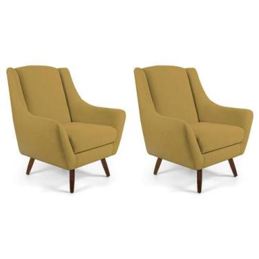 Imagem de Kit 02 Poltronas Juliet D02 Veludo Mostarda C-279 - DOMINIC DECOR