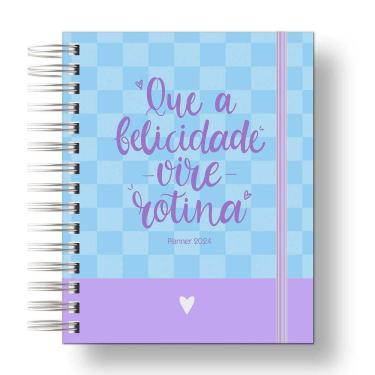 Imagem de Planner 2024 Coleção Flores e Frases/Organizador anual 210Paginas Capa Dura Azul Xadrez Frase