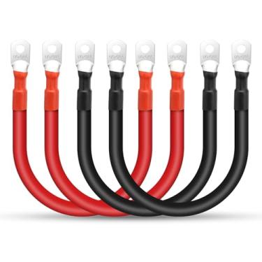 Imagem de Linkstyle 4 cabos de bateria 1/0 AWG 30.5 cm, conjunto de cabos inversores de energia de bateria calibre 0 30 cm, com terminais de cobre estanhado de 5/40.6 cm, para quadriciclo solar marítimo