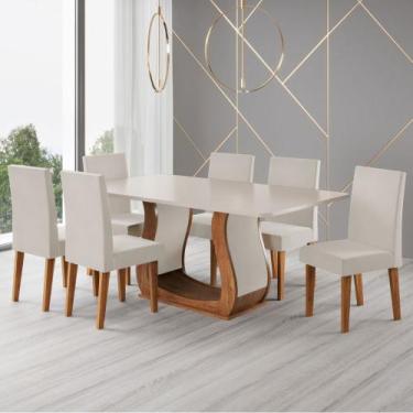 Imagem de Mesa de Jantar 6 Lugares Amarena Mel/Blonde/Veludo Pastel - Viero Móve