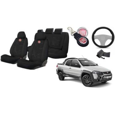 Imagem de Kit Completo Banco Strada 2014 a 2019: Capas, Volante, Chaveiro - Iron