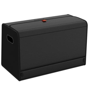 Imagem de GMQ Organizador de porta-malas de carro para SUV, organizadores de carro e armazenamento com armazenamento dobrável, tampa magnética de grande capacidade para SUV, caminhão, MPV (preto de carbono, G