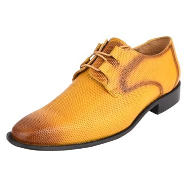 Imagem de Sapatos masculinos - Sapato social masculino de couro genuíno clássico com cadarço Oxford, Mel, 41