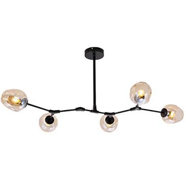 Imagem de Lustre Sputnik moderno, lustre de metal com gradiente, luminária pendente de meados do século, luminária de teto dourada, compatível com corredor, bar, cozinha, sala de jantar (fumaça)