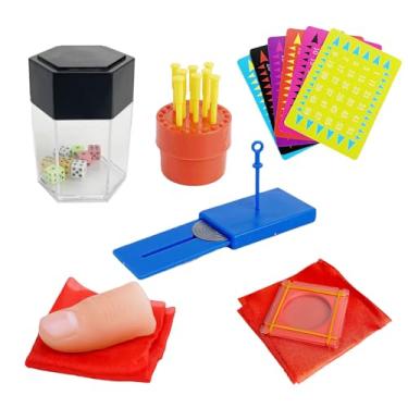 Imagem de Conjunto de 6 peças de truques de mágica fáceis de usar com vídeo tutorial, dados de bomba, ilusão de cartas, túnel de moedas mágicas - adereços mágicos perfeitos para iniciantes, presente ideal para