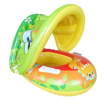 Imagem de Bóia Infantil Bebe Bote Inflável Com Cobertura e Assento Proteção UV -