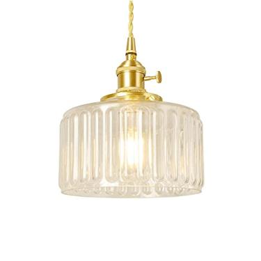 Imagem de YQSLQZZ Luminária pendente vintage para casa de fazenda, lustre de vidro para sala de jantar, cozinha, ilha, ilha, salão, ajustável, luzes de teto suspensas, para entrada de bar, luzes E27*1