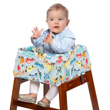 Imagem de Capa de carrinho de compras para bebês, impermeável, capa de cadeira alta, estilo desenho animado, capa de cadeira portátil com bolsa de transporte, almofada de carrinho para cadeiras altas balanços