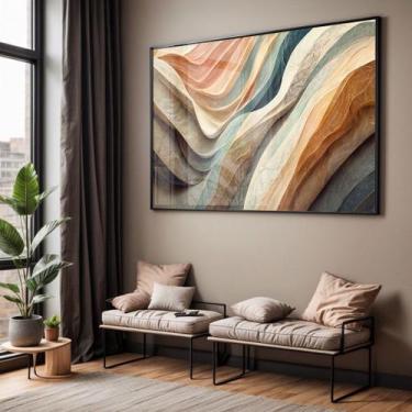 Imagem de Quadro com Moldura e Acrilico Cristal Vidro Sala Quarto Abstrato Moder