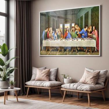 Imagem de Quadro com Moldura e Acrilico Cristal Vidro Sala Quarto Santa Ceia Rel
