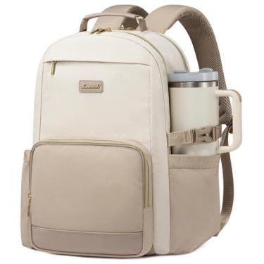 Imagem de Mochila para laptop LOVEVOOK para mulheres bege impermeável de 18 pole