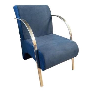 Imagem de Poltrona Decorativa Predoli Braço de Alumínio Suede, Recepção, Sala, Q