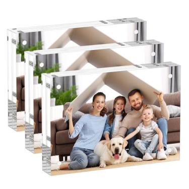 Imagem de Porta-retratos de acrílico AITEE, pacote com 3 x 5, transparente e ind