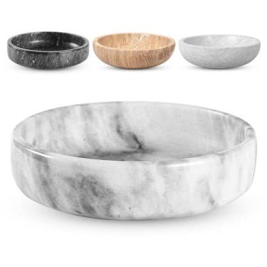 Imagem de Taça decorativa de mármore FNTSTICGOODS 19 cm branca/cinza