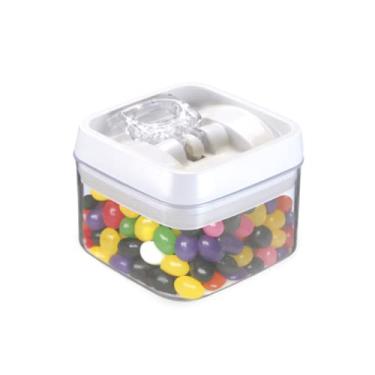 Imagem de Pote Hermetic Crystal Quadrado Incolor capacidade para 400 Ml. com tampa Branca