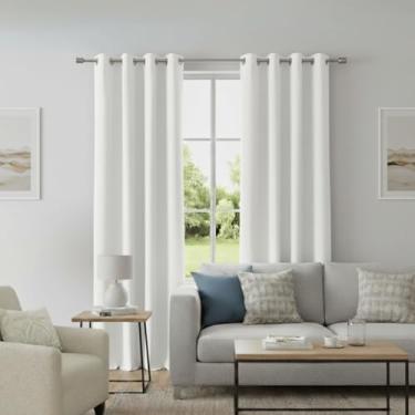 Imagem de Cortina Blackout Dupla Face 300x220cm, Branca, Linho Rústico, Vedação 100%, Ilhós Prata, Estilo Moderno para Sala e Quarto - Confort Linens