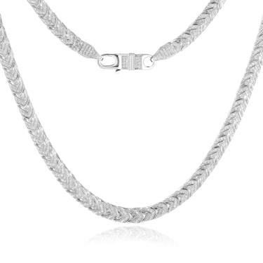 Imagem de Kose Colar de tênis para homens e mulheres, 6 mm de largura, colar de elos cubanos, ouro branco 14K, hip hop, zircônia cúbica pavimentada, comprimento 46/50/55 cm, 20 inch, Latão, Zircônia cúbica