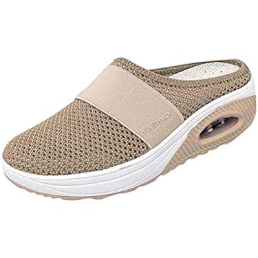 Imagem de Tênis feminino de caminhada sem cadarço com almofada de ar para diabéticos ortopédicos, Uma cor, One Size