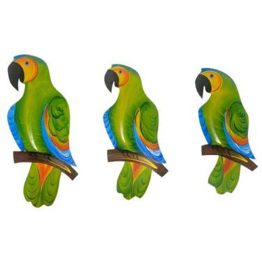 Imagem de Trio De Papagaio GG Decoração De Parede Para Casa Varanda Jardim - Ate