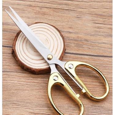 Imagem de Tesoura ultra-afiada de aço inoxidável, tesouras multiuso para casa, escola, costura, tecido, artesanato e projetos DIY, conjunto colorido com aderência antiderrapante, dourado