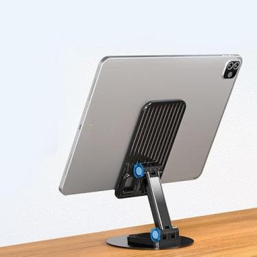 Imagem de Suporte universal para celular, suporte dobrável de mesa com suporte antiderrapante, suporte de telefone ajustável em altura compatível com todos os smartphones ou pad/tablet-preto
