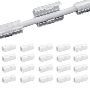 Imagem de 20 peças de grampo de arame de gancho de arame fixador de cabo de fixação de parede fita dupla face forte suporte de fios destacável organizador (branco)