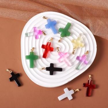 Imagem de Pingentes de cristal de crucifixo religioso, 20 peças, pingentes de cristal de cruz coloridos para a Páscoa, Eid Mubarak, colar Ramadã para fabricação de joias