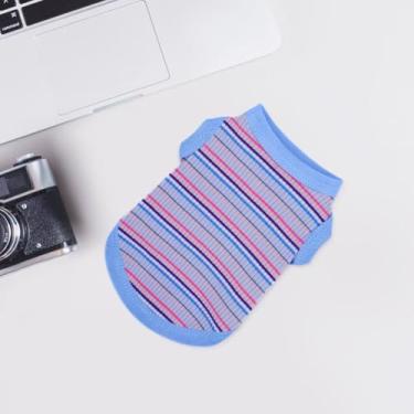 Imagem de Camisas leves caneladas para cães: colete sem mangas estilo colete roupas para animais de estimação pequenos amigos peludos. Azul 2GG