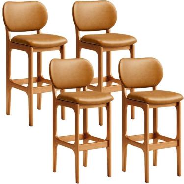 Imagem de Kit 4 Banquetas Alta Bar Cozinha Betta L02 Imbuia Whisky