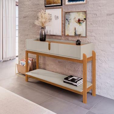 Imagem de Aparador Buffet Lizz Com 2 Gavetas 1,30 Off-white/cedro