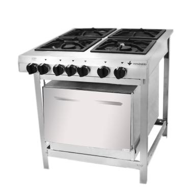 Imagem de Fogão Industrial Venâncio 4 Bocas 2 Duplas A Gás Baixa Pressão Inox Com Forno Ei4-15335