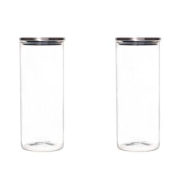 Imagem de Kit 2 Potes 750Ml Hermético De Vidro Com Tampa Em Metal Lyor