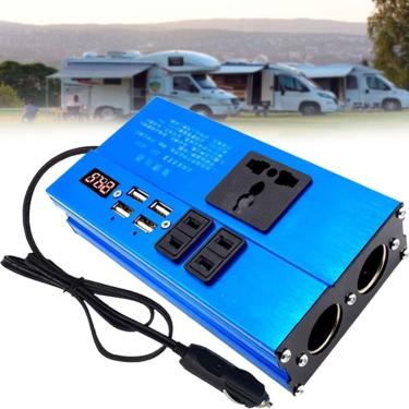 Imagem de Inversor De Onda Senoidal Pura De 300 W/500 W, Inversor De Potência Dc 12 V/24 V Para Ca 230 V, Inversor Automotivo Com Display Led, 4 Portas Usb, 3 Tomadas Ca