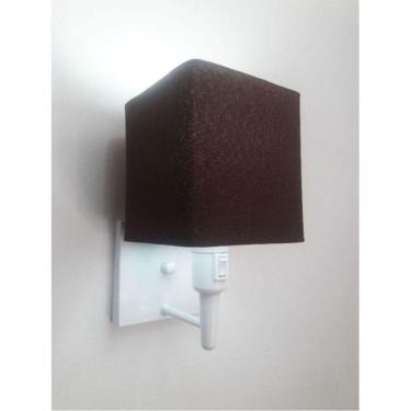 Imagem de Arandela Quadrada Vivare Md-2019 Base Branco Com Interruptor Cúpula Em Tecido - Bivolt Branco-café 127-220v