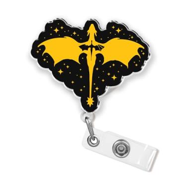Imagem de Carretel de crachá Dragon Fourth Wing 5 cm ACOTAR TOG Book Lover Fantasy Reader Nurse CNA Nursing Phlebotomy Pharmacy Medical Badge Holder Retrátil Clipe Cordão de acrílico para crachás de