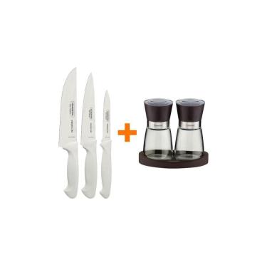 Imagem de Kit - Faqueiro Premium 3 Peças + 1 Moedor De Sal E Pimenta Em Cerâmica E Vidro - Tramontina
