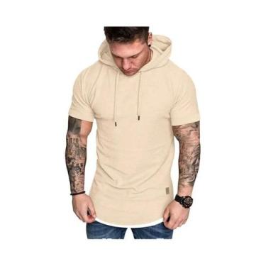 Imagem de Camiseta Masculina com Capuz - Manga Curta, Cor Sólida, Casual de Verã