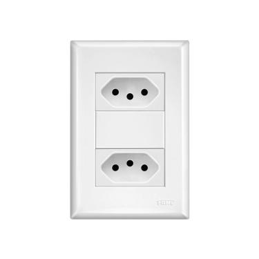 Imagem de Tomada Dupla Fame Evidence 2p+t 20a Com Placa 4x2 Branca