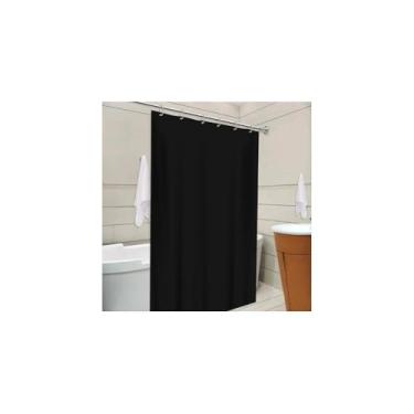 Imagem de Cortina de Box para Banheiro, PVC, Branco com Visor Preto, 138 x 198 cm, Antimofo, Design Moderno