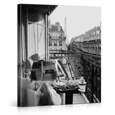 Imagem de Paris Woman Vacation Wall Art Decor Black and White Paris Cityscape Print Poster for Home Living Room Room Wall Decor 20x25 Tela emoldurada