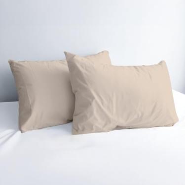 Imagem de Conjunto de 2 fronhas King 800 fios marfim 100% algodão egípcio com algodão de fibra longa e trama de cetim, hotel macio e sedoso - como capas de travesseiro de cama para dormir confortável, ajuste