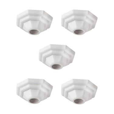 Imagem de Kit 5 Plafon Luminária Plafonier Pirâmide Paflon Branco Lâmpada Teto E27 Soquete Bocal Porcelana Bivolt 100W