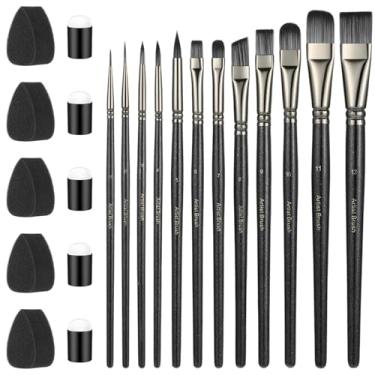 Imagem de Conjunto de 22 pincéis de pintura facial e esponjas, pincéis de pintura facial para pintura acrílica, aquarela, óleo, guache para festa de cosplay de Natal, Halloween, cosplay