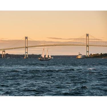 Imagem de WUIVCTR Pintura digital DIY Claiborne Pell Bridge Newport Rhode Island Kits de pintura por números desenho em tela sem moldura adultos arte de parede para iniciantes decoração de casa 40 cm x 50 cm
